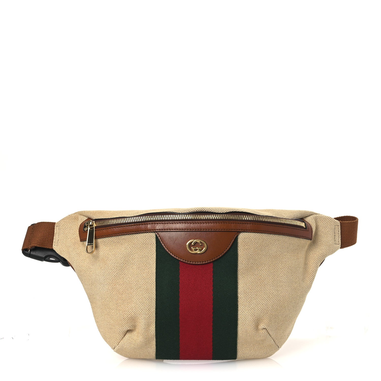 Gucci Vintage Canvas Web Belt Bag Sand Cuir 1 of 13
