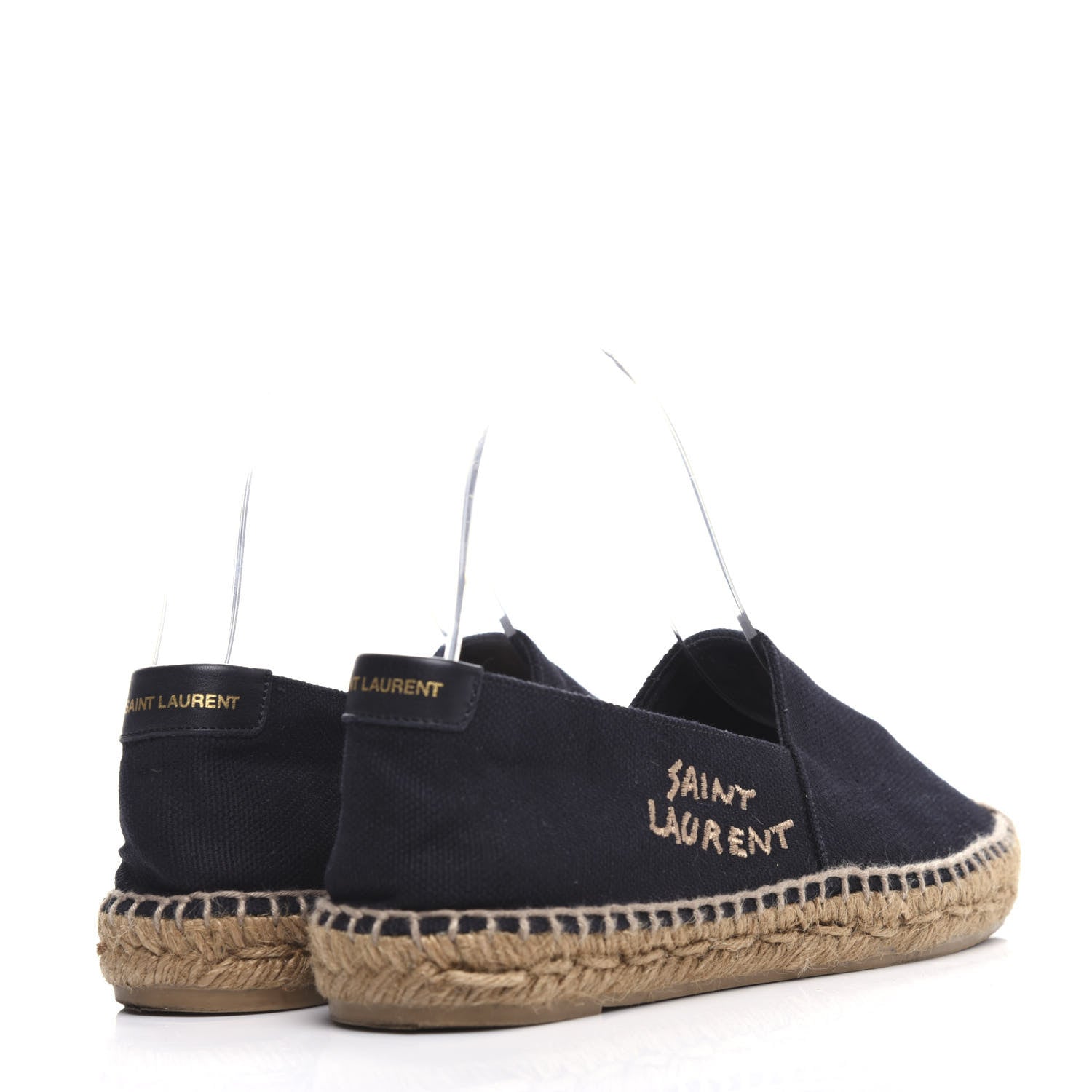 Saint Laurent Canvas Nappa Elba Light Logo Embroidered Espadrilles 37.5 Black 4 of 8