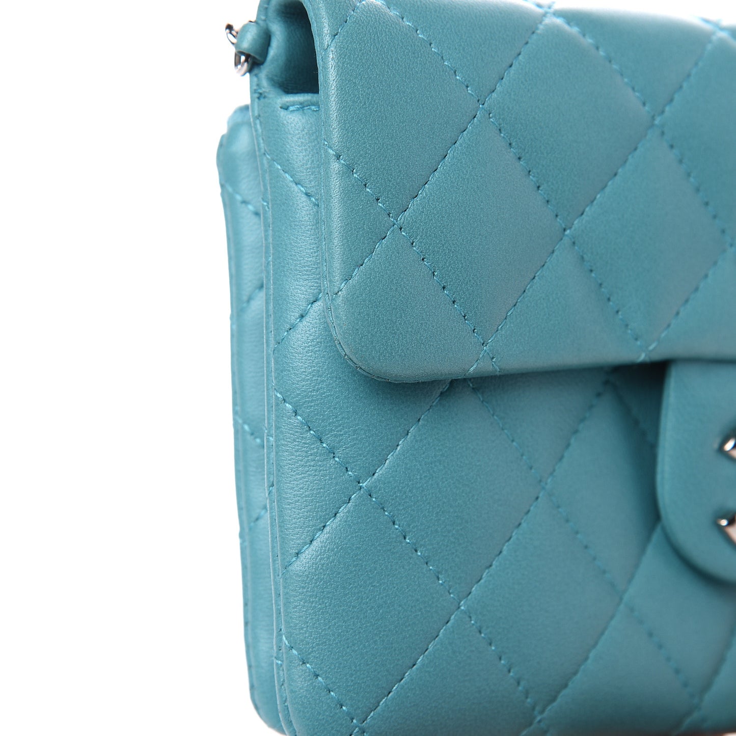 Lambskin Quilted Mini Flap Crossbody Bag Turquoise