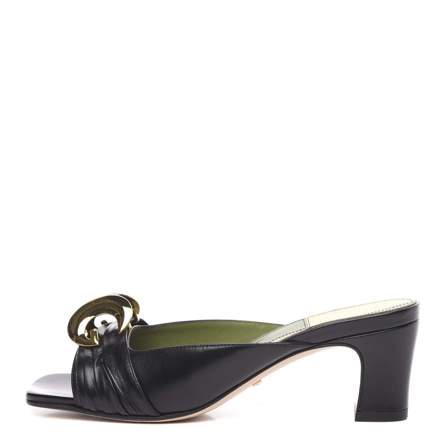 Malaga Kid Half Moon GG Square Toe Slide Sandals 35.5 Black