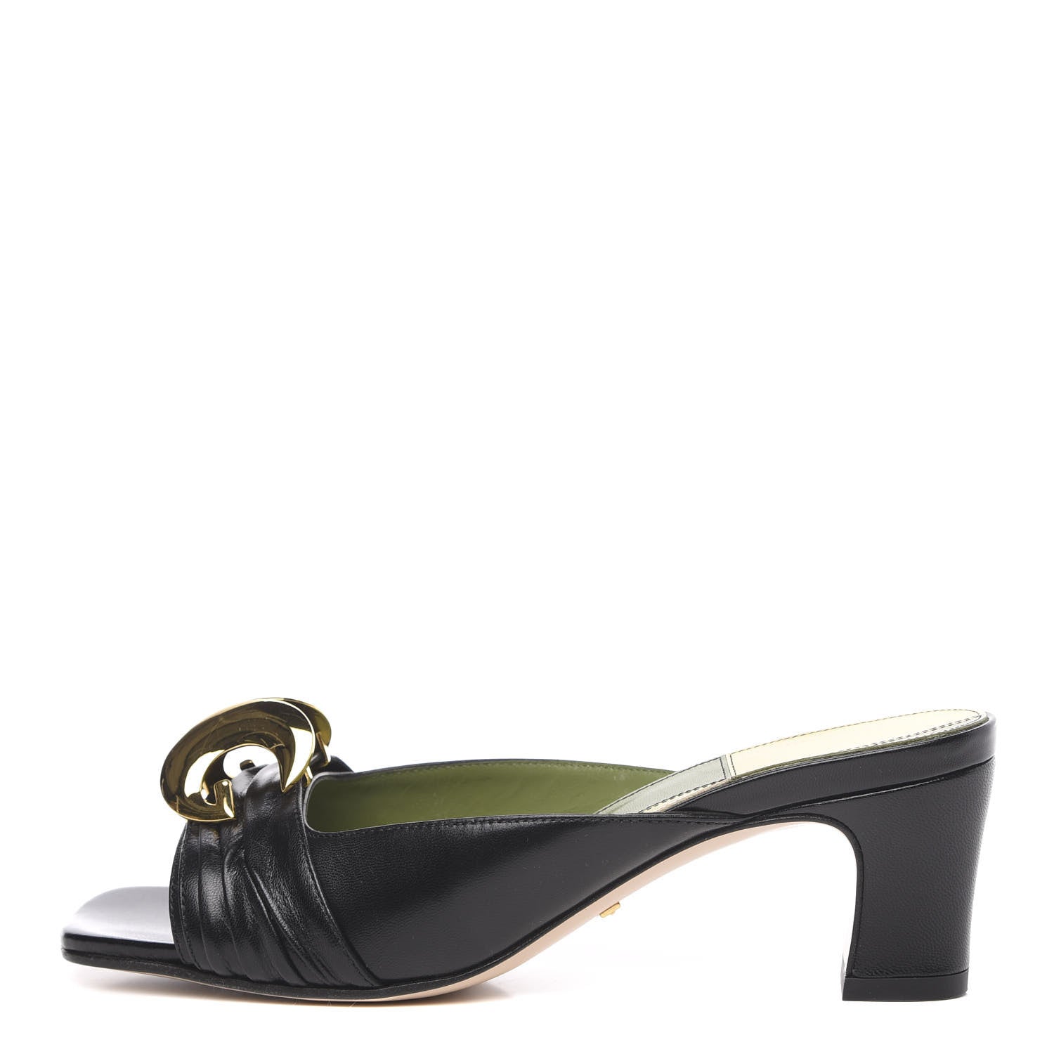 Gucci Malaga Kid Half Moon GG Square Toe Slide Sandals 35.5 Black 1 of 9