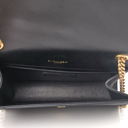 Saint Laurent Suede Small Classic Monogram Palm Tree Kate Satchel Black 4 of 5