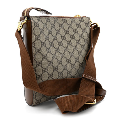 Gucci GG Supreme Monogram Azalea Calfskin Retro Interlocking G Flat Messenger Bag Beige Ebony Brown Sugar 3 of 10