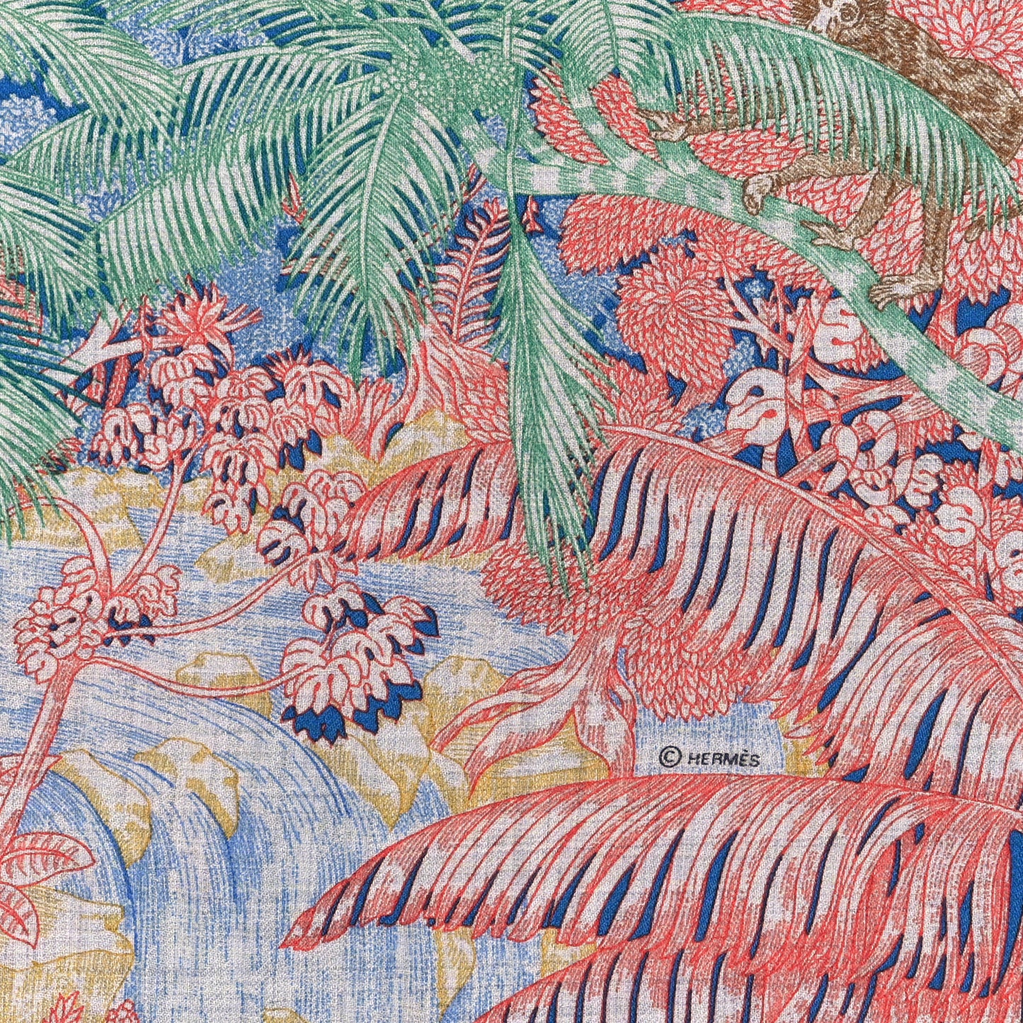 Cashmere Silk Faubourg Tropical Shawl 140 Gris Chine Rose