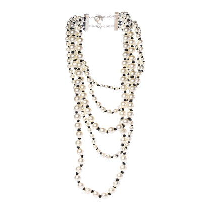 Chanel Pearl Grosgrain CC Long Multistrand Necklace Gold 1 of 6