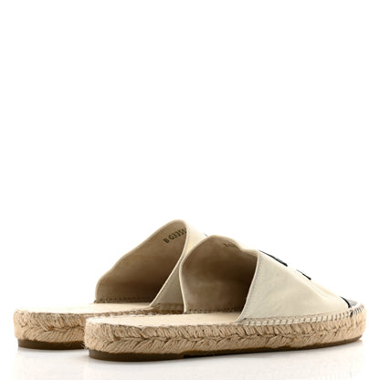 Chanel Iridescent Goatskin CC Espadrille Mules 40 Ivory Black 4 of 10