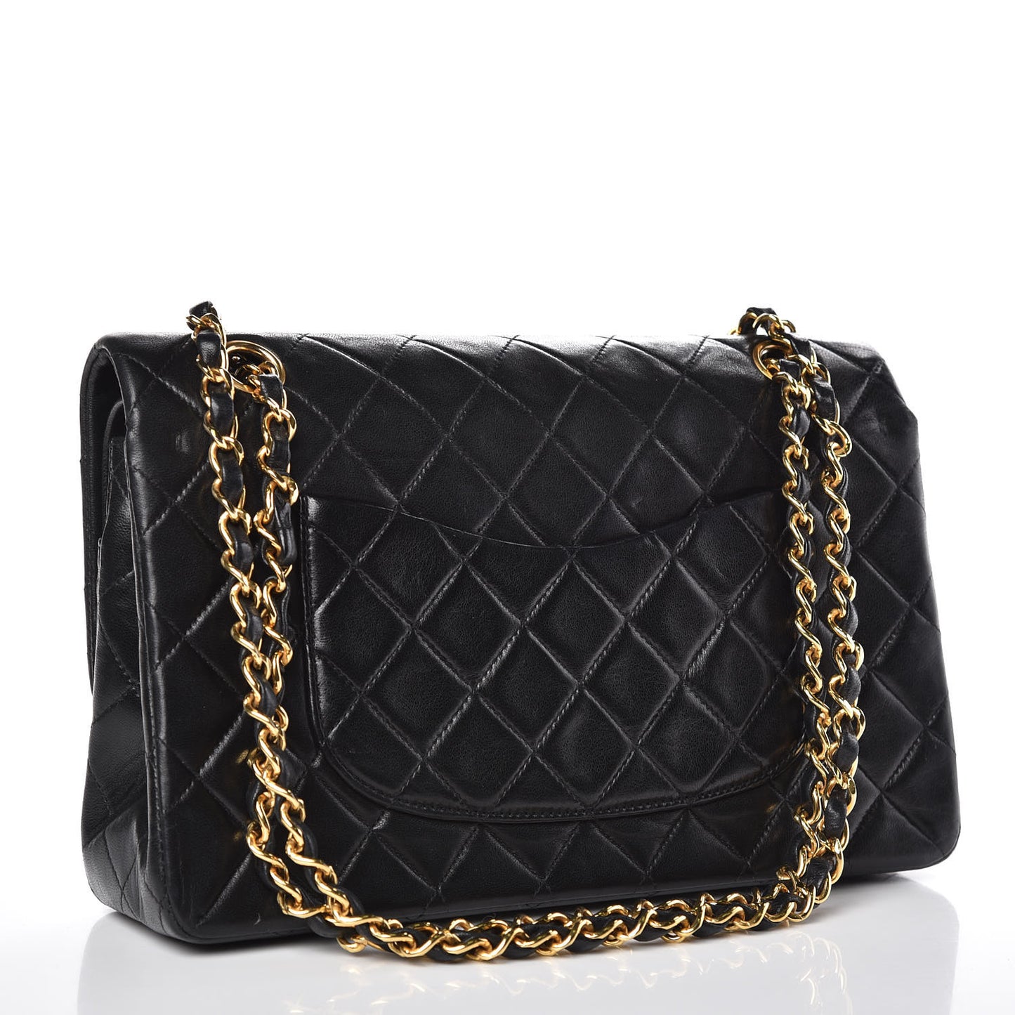 Lambskin Quilted Medium Double Flap Black
