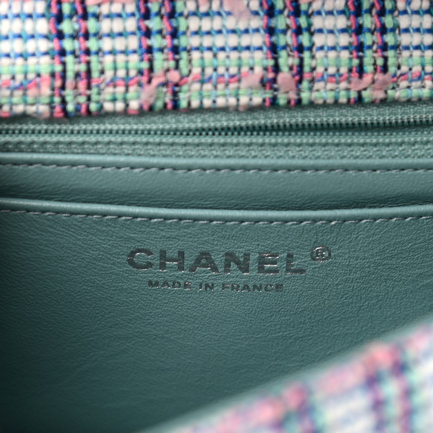 Tweed Quilted Mini Rectangular Flap Blue