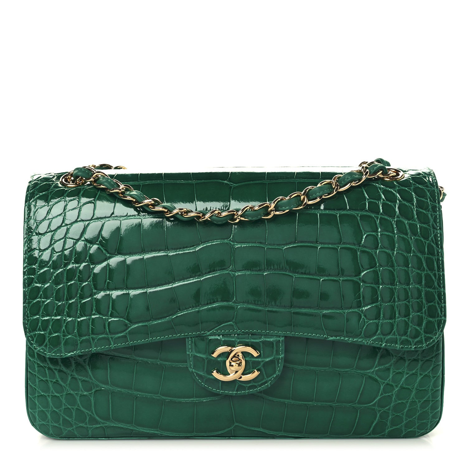 Chanel Alligator Jumbo Double Flap Green 1 of 10