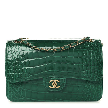 Chanel Alligator Jumbo Double Flap Green 1 of 10