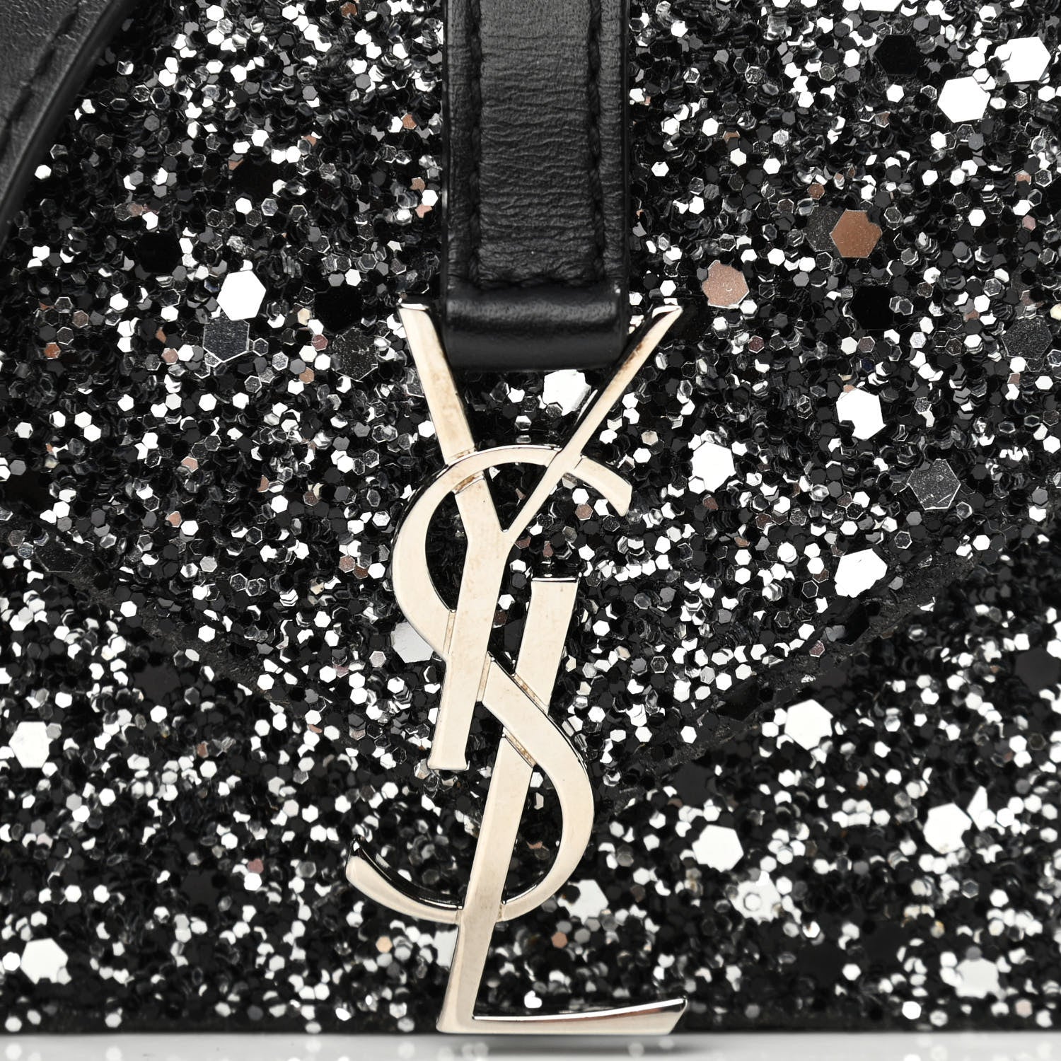 Saint Laurent Sequin Calfskin Monogram Mini Candy Crossbody Black 8 of 11
