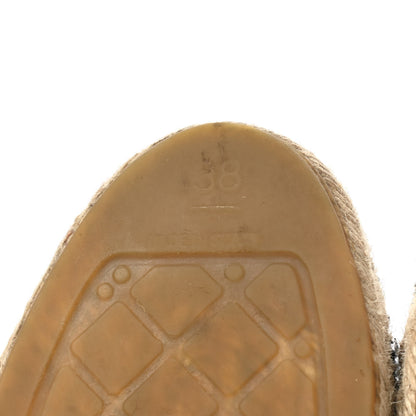 Chanel Cotton Tweed CC Espadrilles 38 Blue Ecru Black 7 of 15