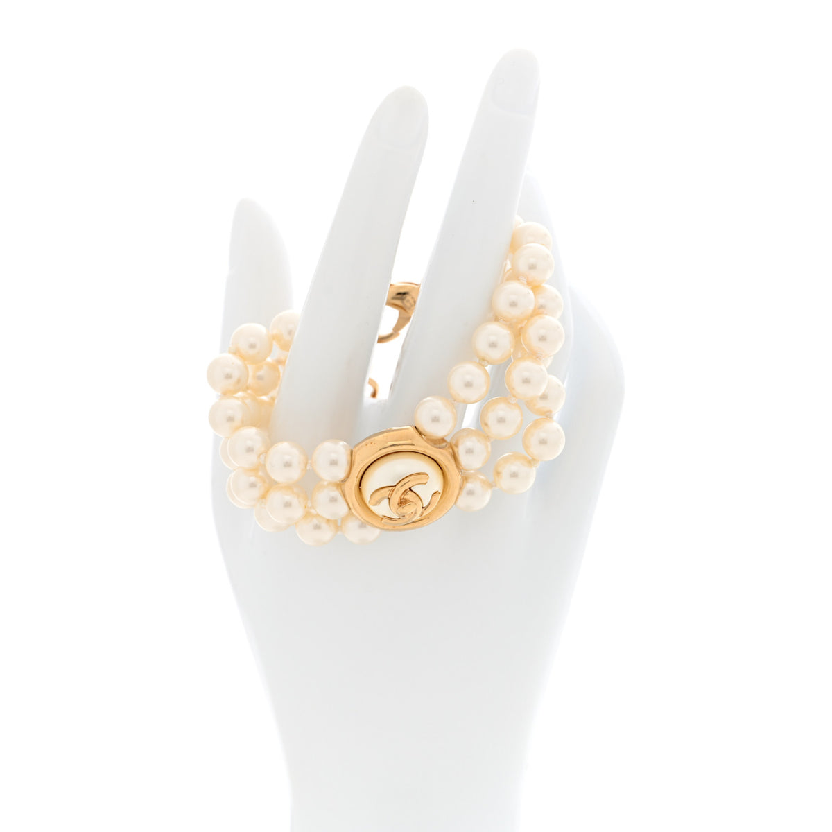 Pearl CC Multi Strand Bracelet Gold