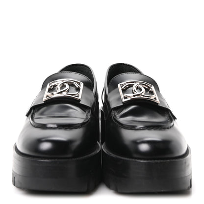 Chanel Calfskin Metal CC Loafers 36.5 Black 3 of 10