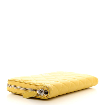 Chanel Lambskin Quilted Large Gusset Zip Around Wallet Yellow 4 of 13