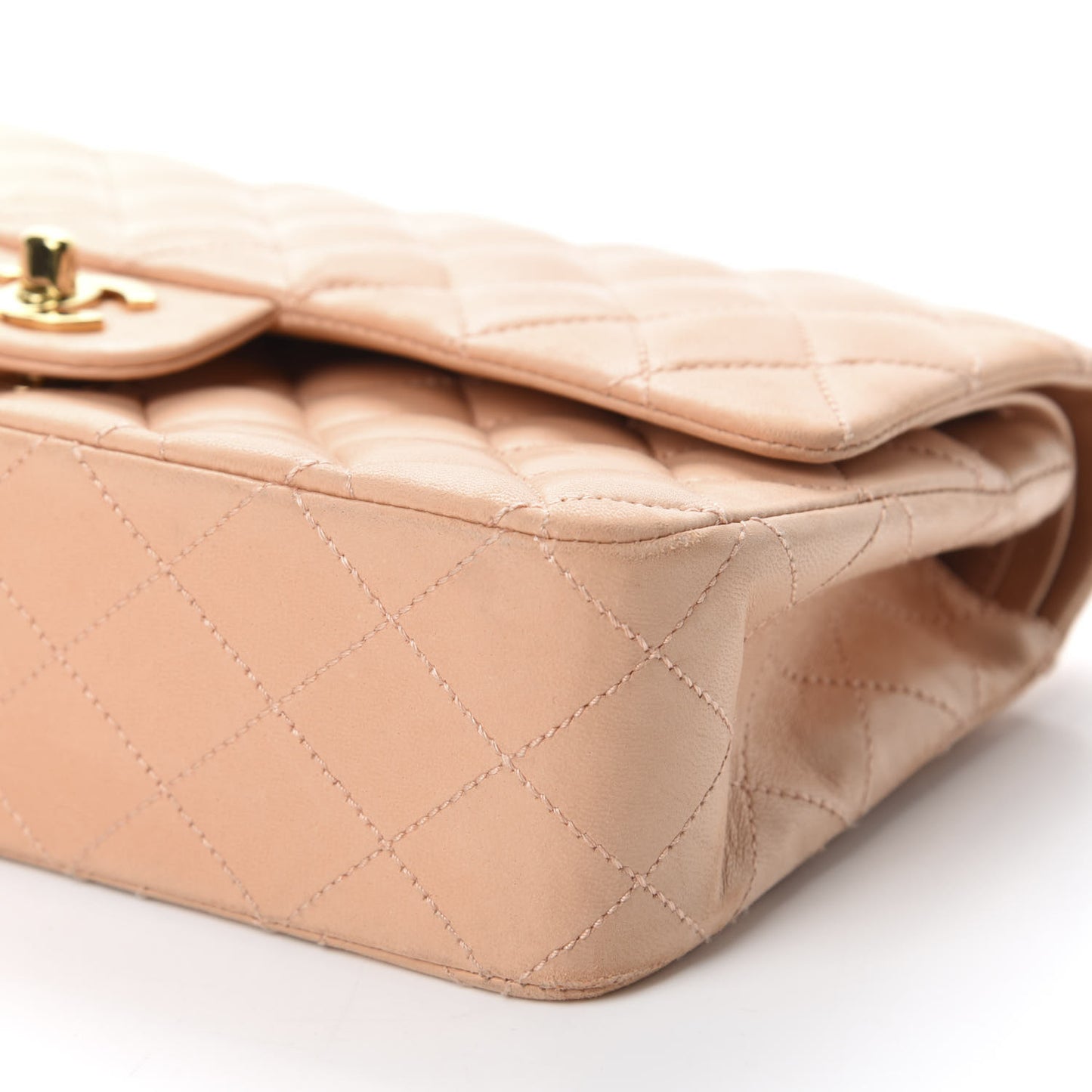 Lambskin Quilted Medium Double Flap Salmon Pink