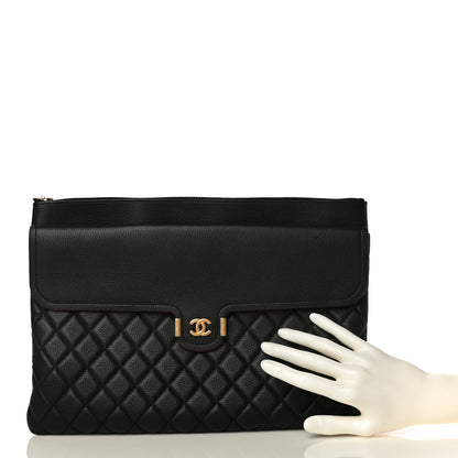 Chanel Grained Calfskin Quilted Large Archi Chic Cosmetic Case Black 2 of 12