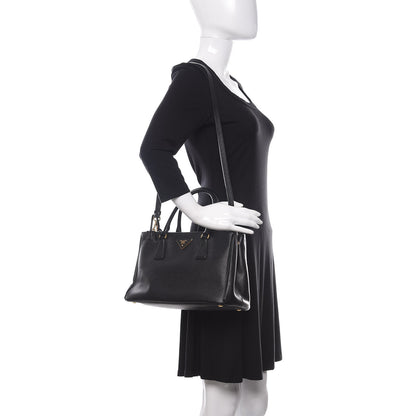 Prada Saffiano Small Galleria Double Zip Tote Black 2 of 14