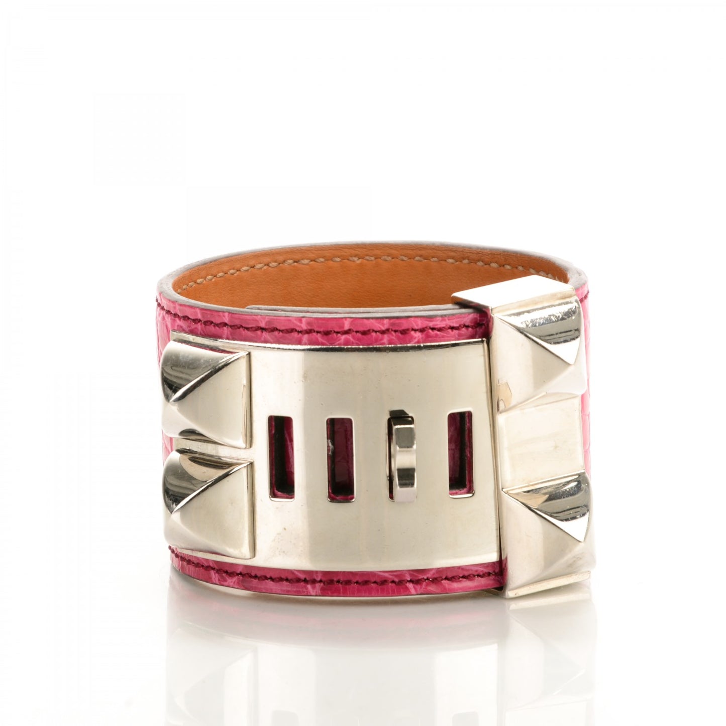 Shiny Alligator Collier De Chien CDC Bracelet S Fuchsia
