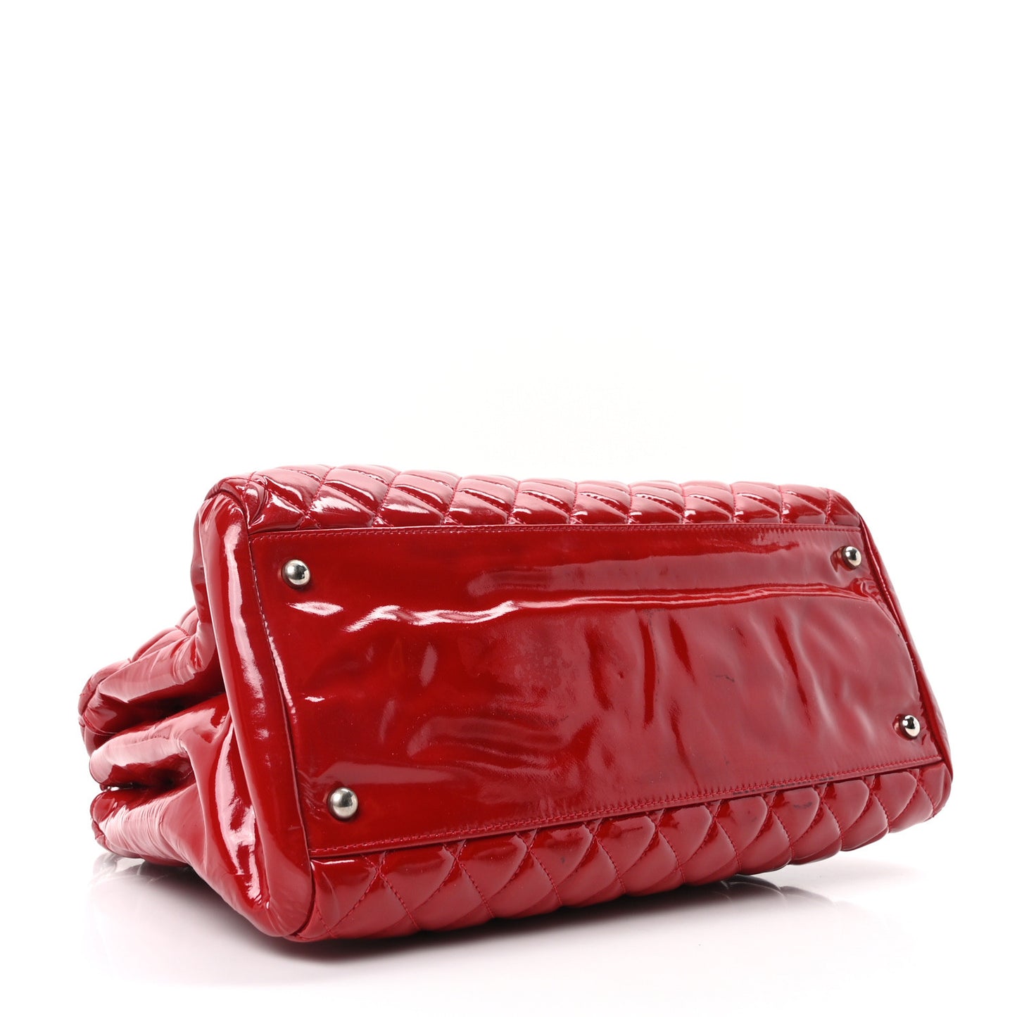 Patent Quilted Large Just Mademoiselle Bowling Bag Red