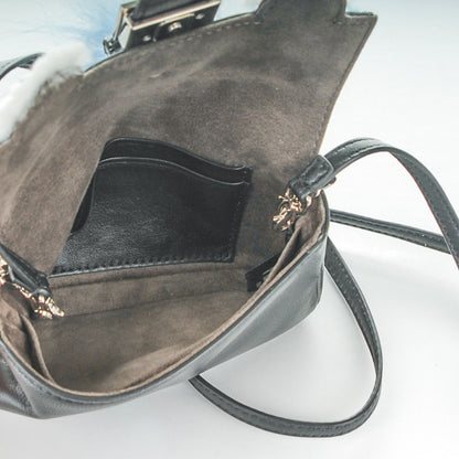 Fendi Nappa Rabbit Fox Fur Micro Buggie Baguette Black 5 of 8