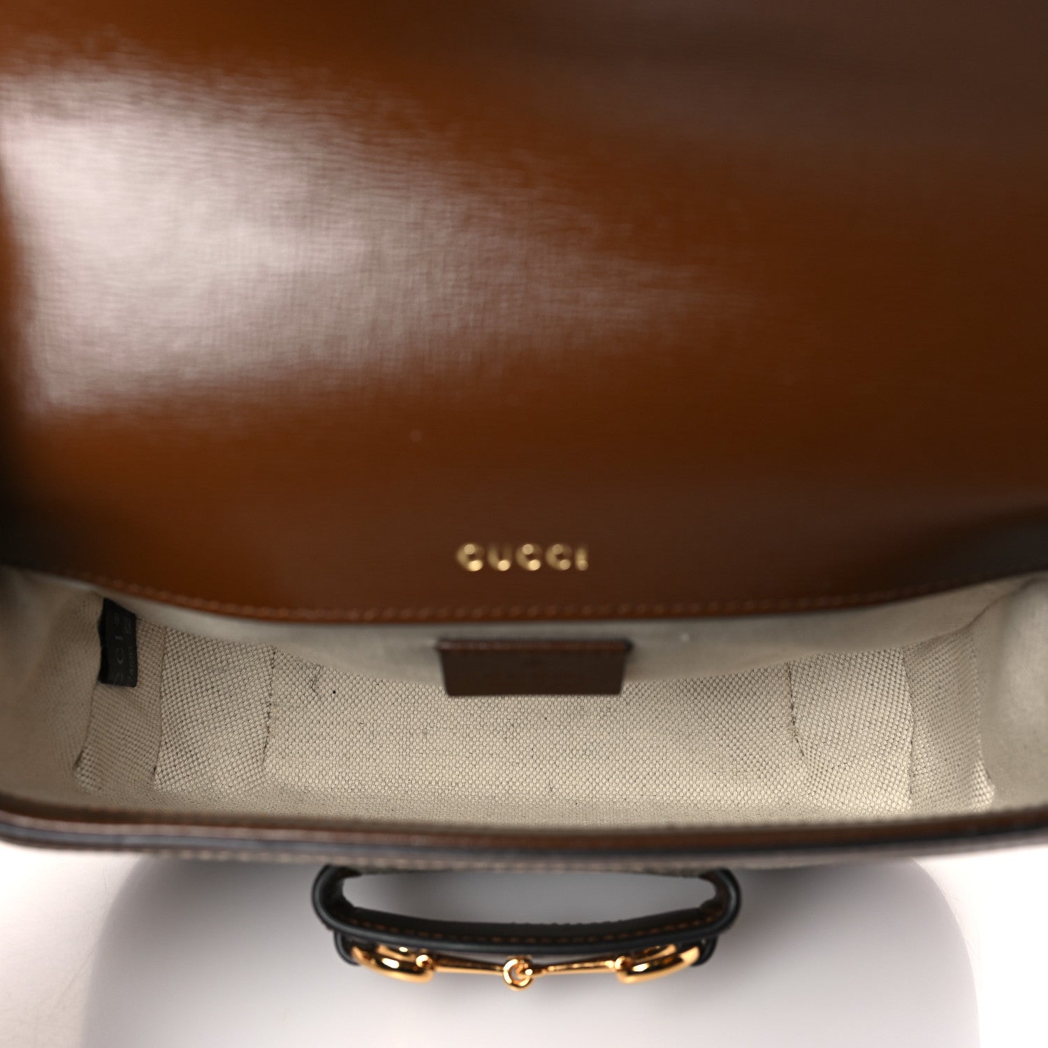 Gucci GG Supreme Monogram Azalea Calfskin Web Mini Horsebit 1955 Shoulder Bag Beige Ebony Brown Sugar 5 of 9