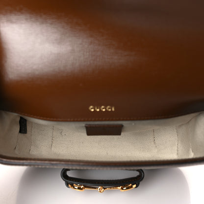 Gucci GG Supreme Monogram Azalea Calfskin Web Mini Horsebit 1955 Shoulder Bag Beige Ebony Brown Sugar 5 of 9