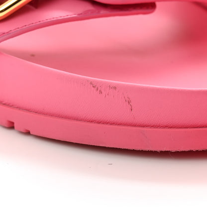 Louis Vuitton Calfskin Monogram Embossed Bom Dia Flat Mule Sandals 38 Pink 11 of 11