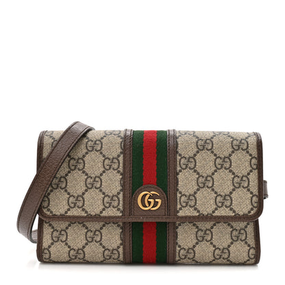 Gucci GG Supreme Monogram Web Ophidia Crossbody Wallet Beige Ebony New Acero 1 of 11