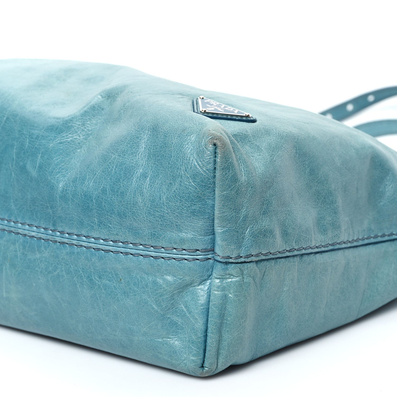 Prada Vitello Shine Shopping Tote Azzurro 9 of 12