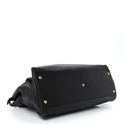 Fendi Vitello Dolce Marmol Large Peekaboo Iconic Satchel Ebano Blu Scuro 4 of 15