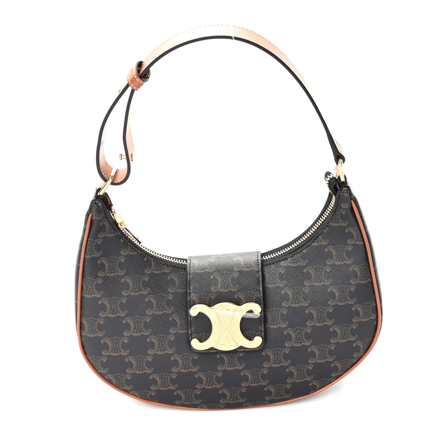 Triomphe Canvas Calfskin Medium Strap Ava Triomphe Shoulder Bag Tan