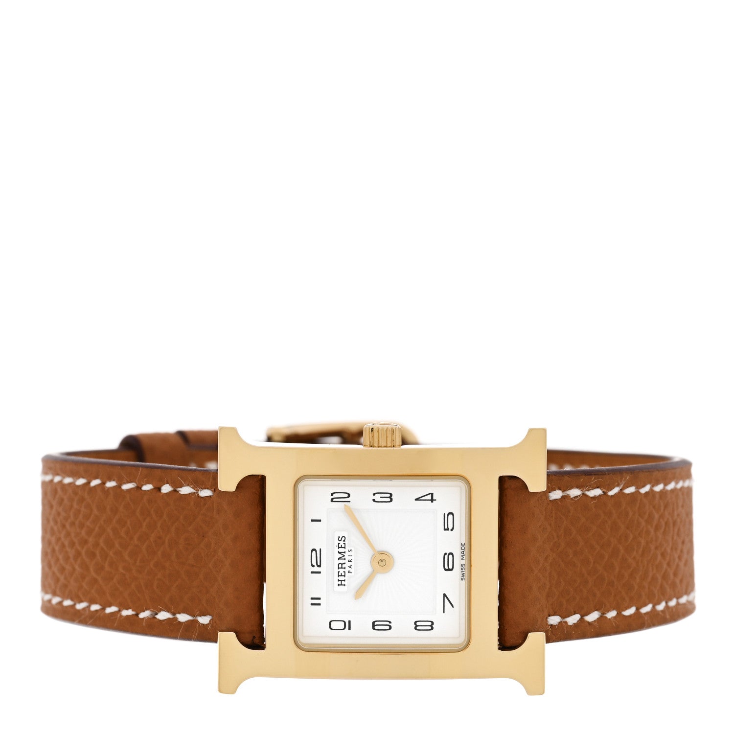 Hermes Stainless Steel Epsom 21mm Heure H Hour Quartz Watch Gold 2 of 5