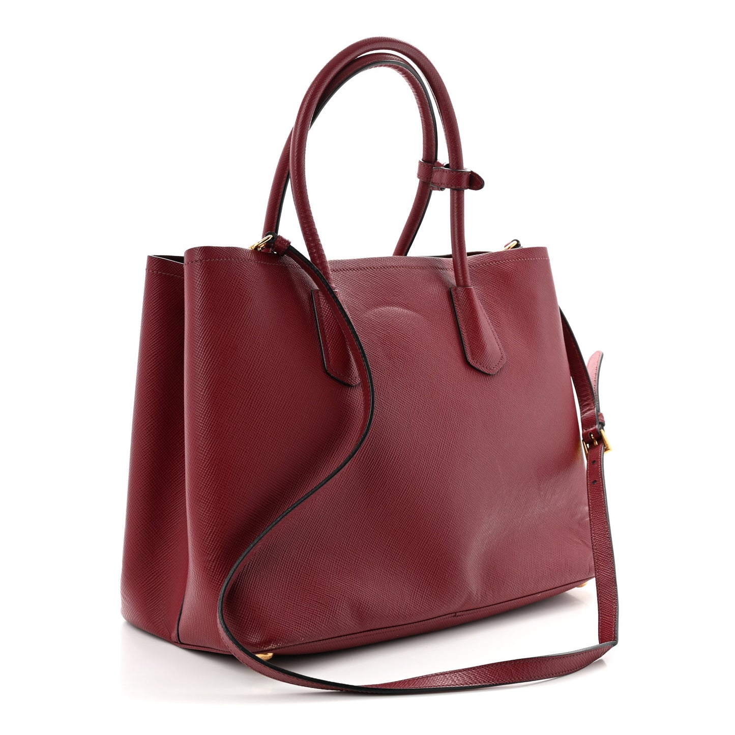 Saffiano Cuir Medium Double Bag Cerise