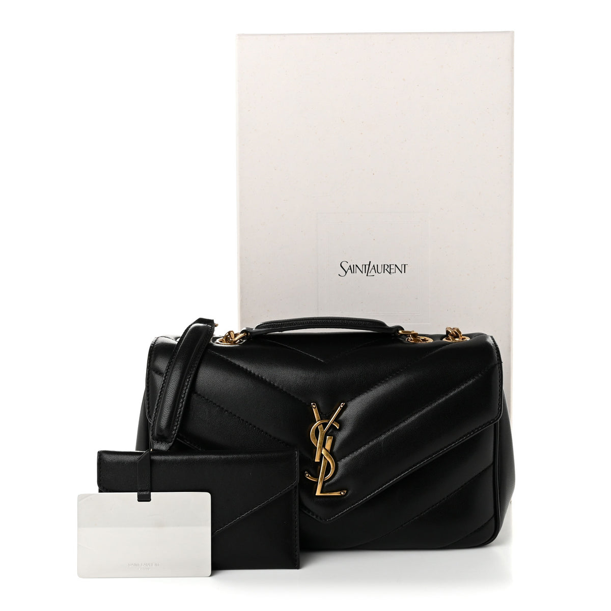 Saint Laurent Lambskin Chevron Quilted Small Loulou Black 12 of 12