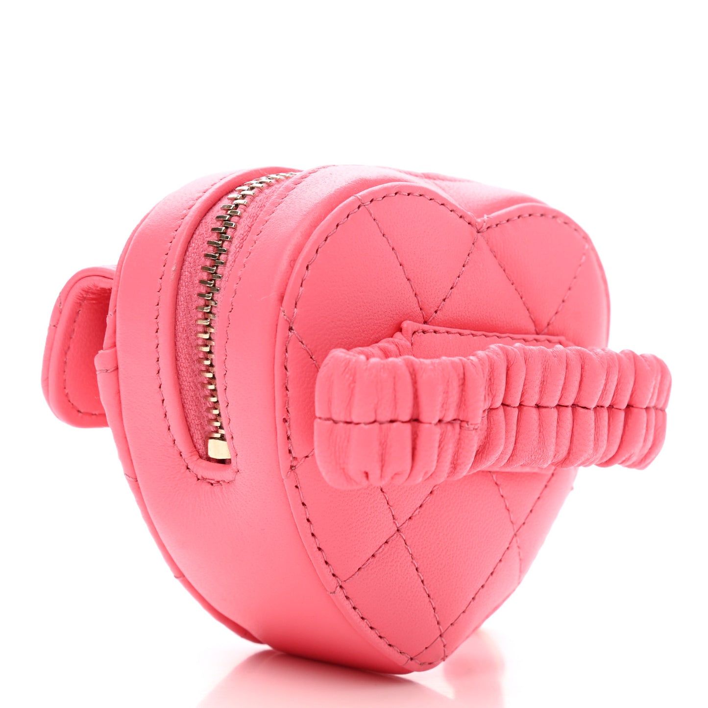 Lambskin Quilted CC In Love Heart Zipped Arm Coin Purse Pink