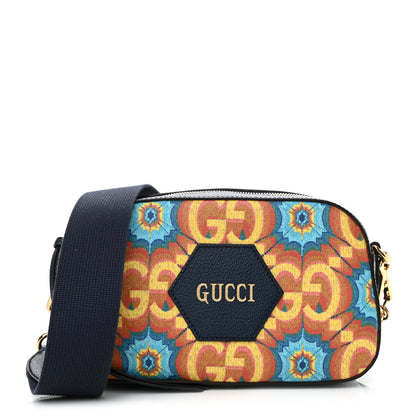 Gucci GG Supreme Kaleidoscope Calfskin Script Logo Gucci 100 Camera Bag Blue Orange Multicolor Blue Agata 1 of 11