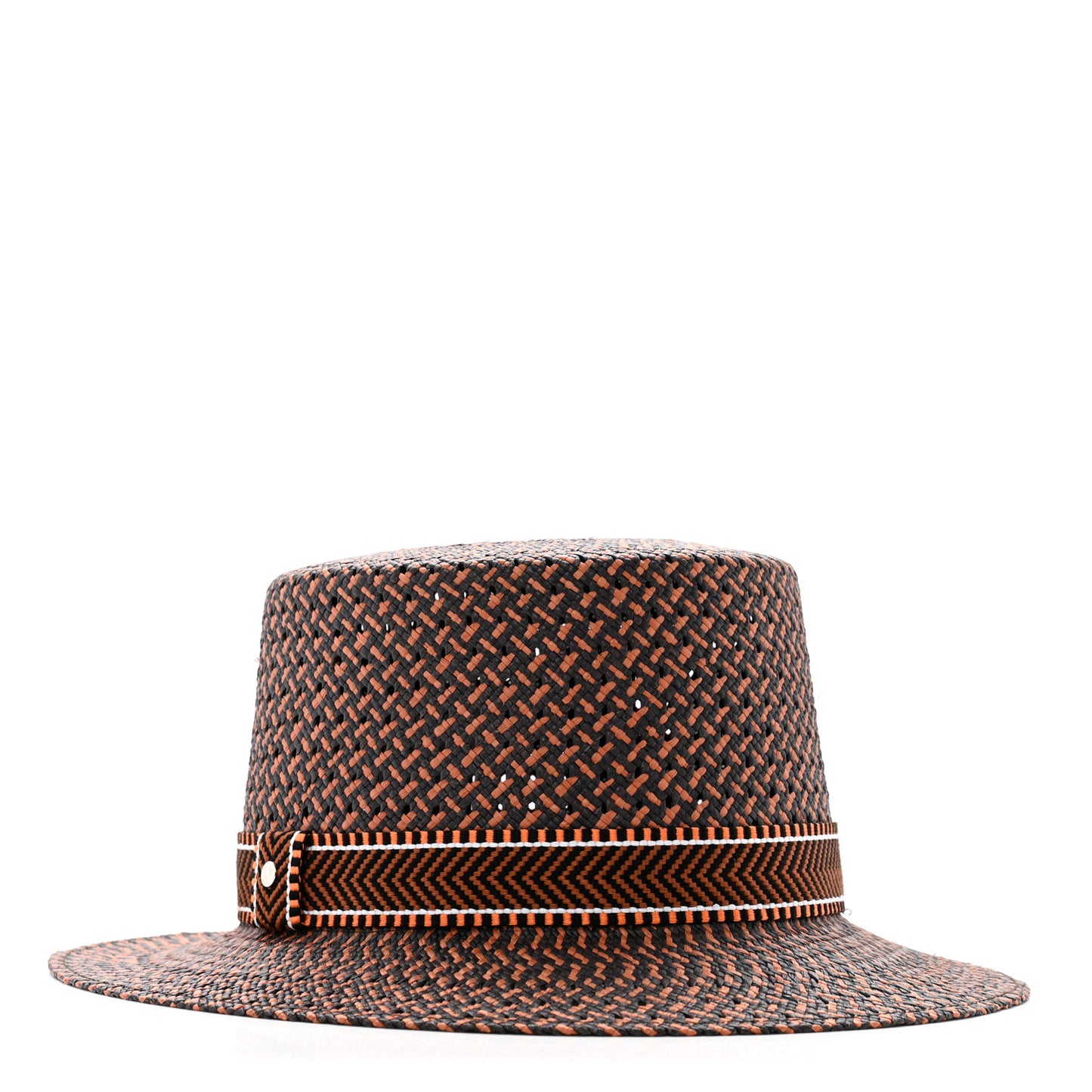 Straw Adele Panama Hat 58 Terracotta Black