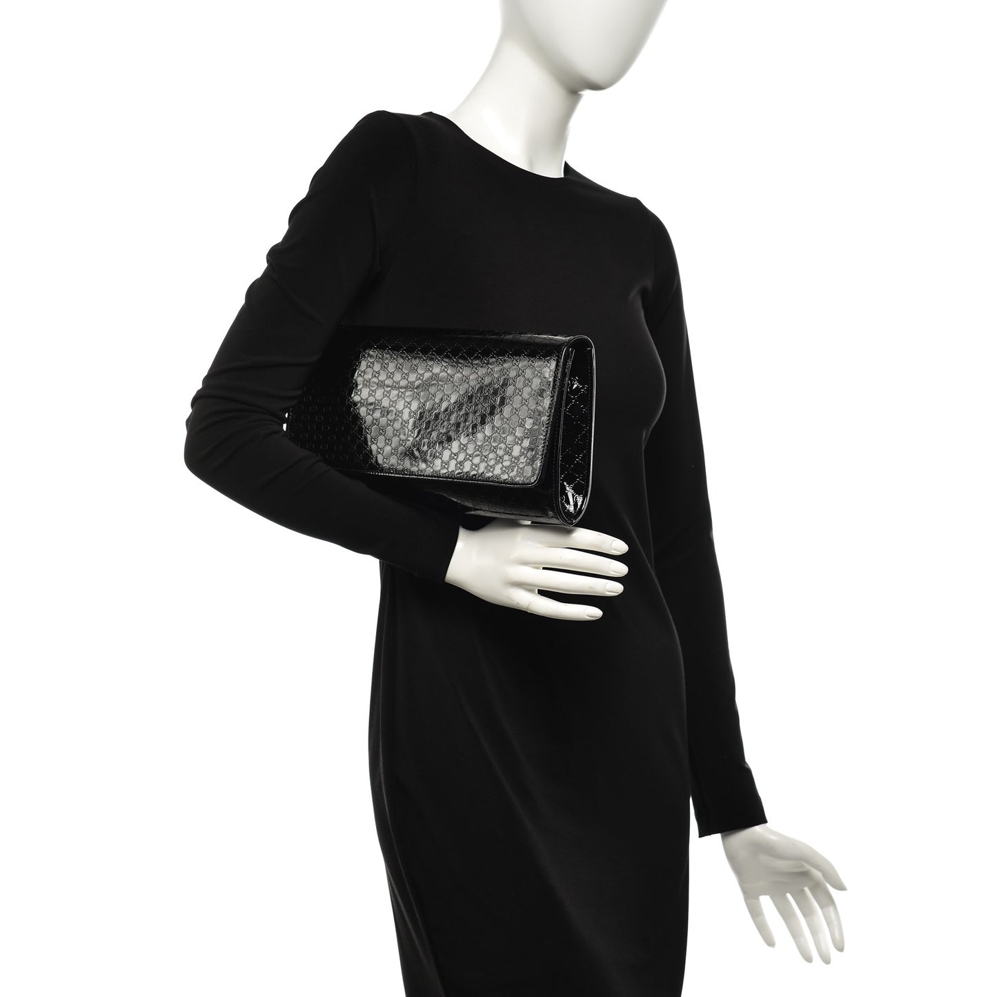 Patent Microguccissima Medium Broadway Clutch Black