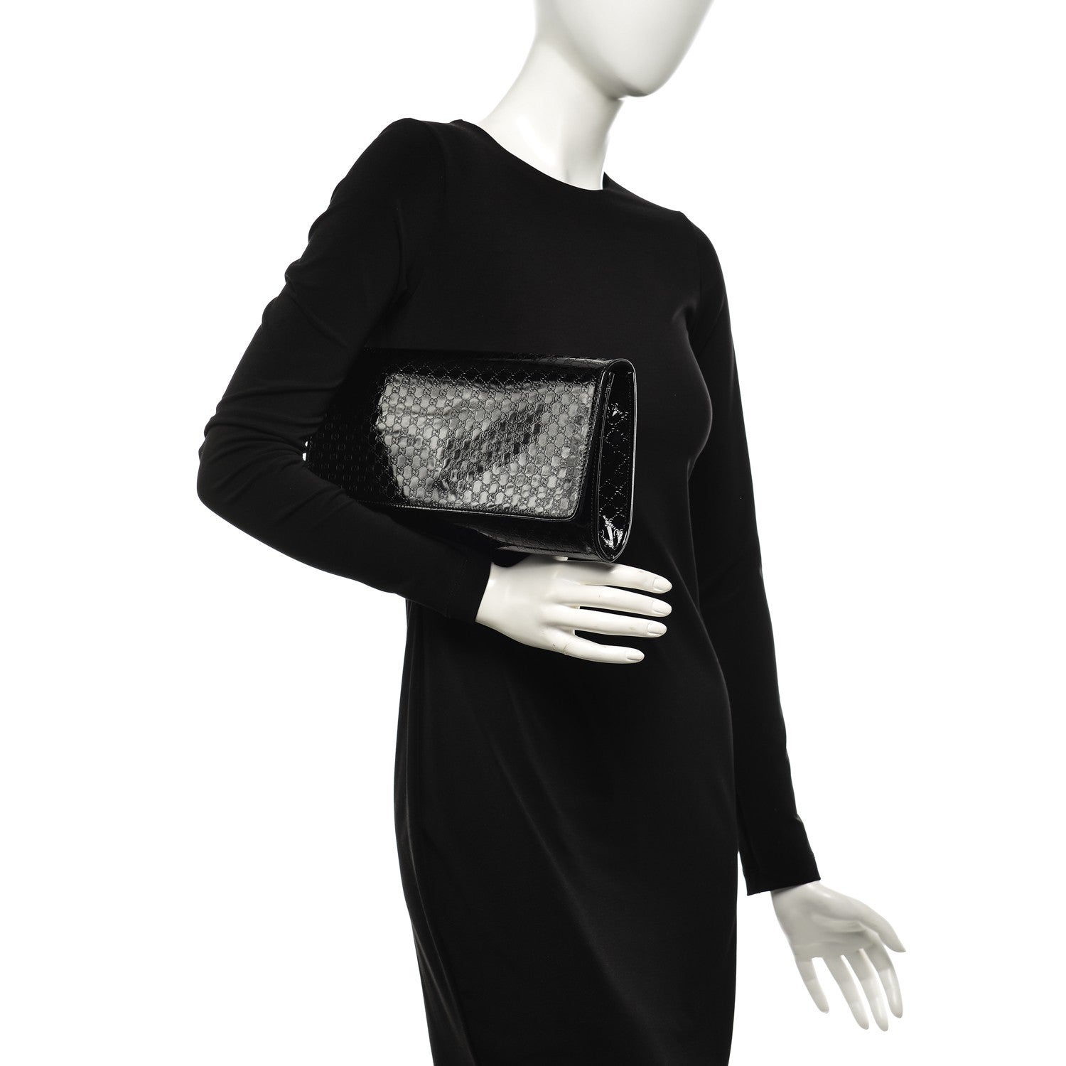 Gucci Patent Microguccissima Medium Broadway Clutch Black 2 of 7