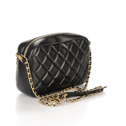 Chanel Lambskin Quilted Small Diamond CC Camera Case Black 3 of 7