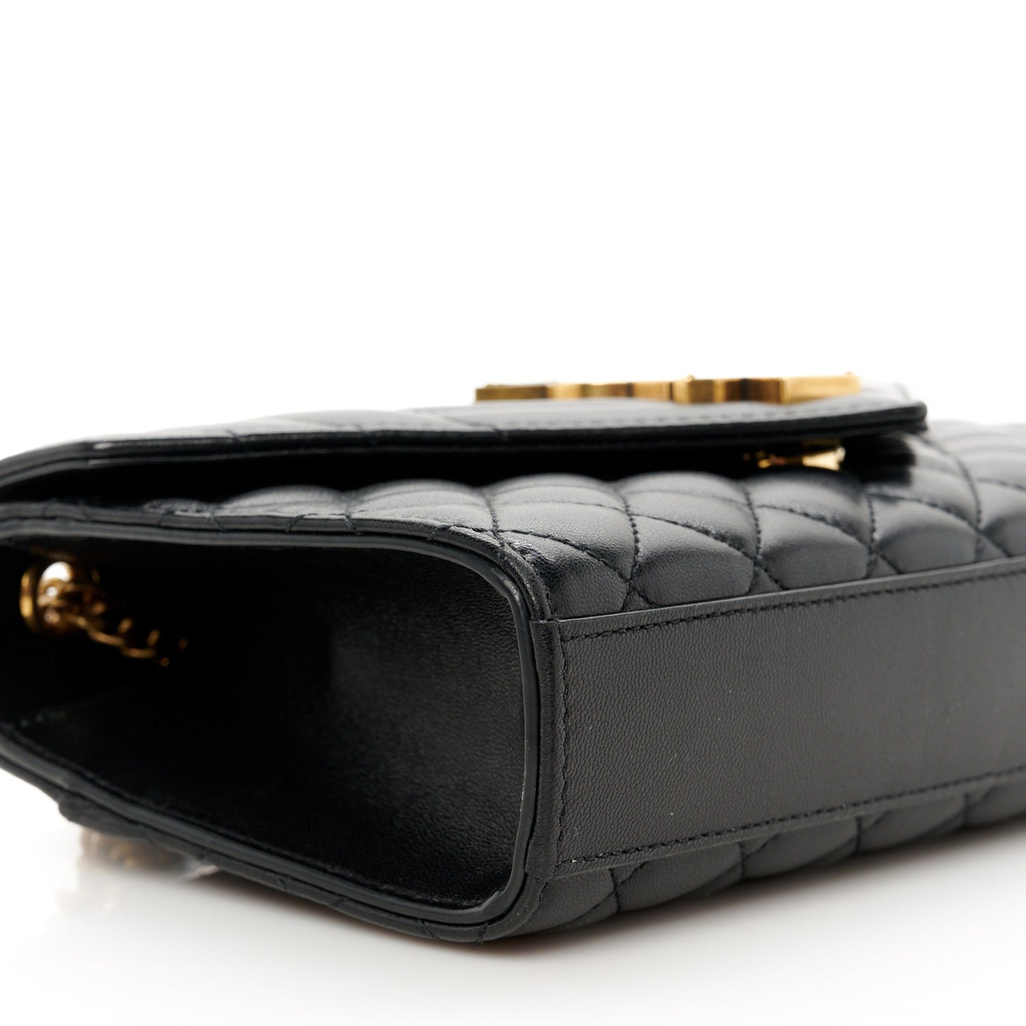 Lambskin Mixed Matelasse Triquilt Small Monogram Satchel Black