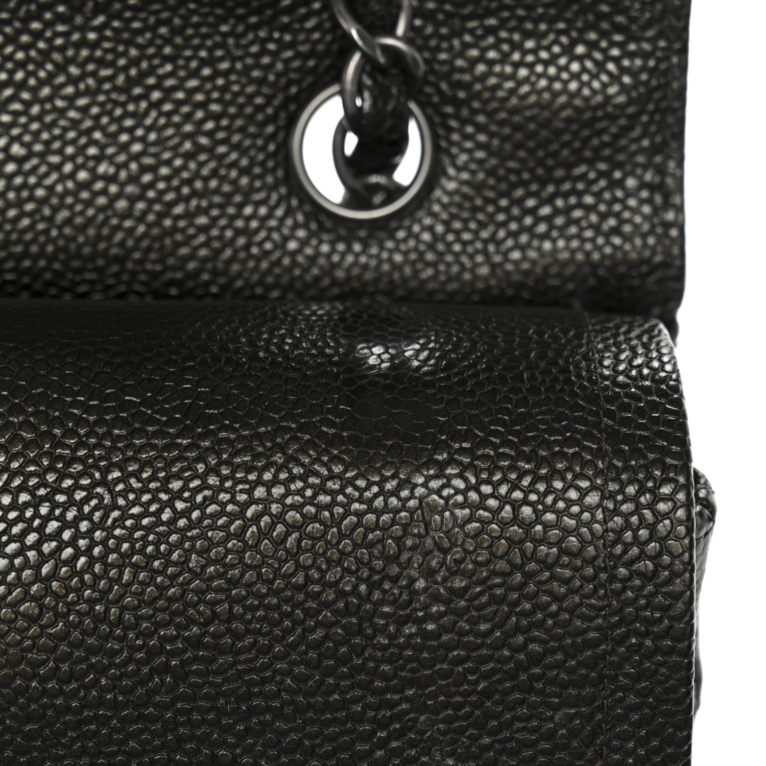 Chanel Metallic Caviar Quilted Medium Double Flap Dark Charcoal 12 of 12
