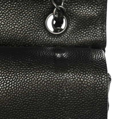 Chanel Metallic Caviar Quilted Medium Double Flap Dark Charcoal 12 of 12