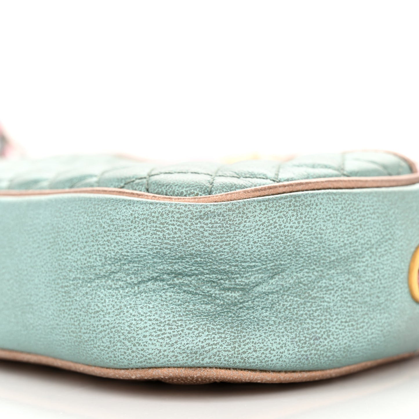 Laminated Nappa Trapuntata Mini Zumi Dome Shoulder Bag Rosa Lago Rame