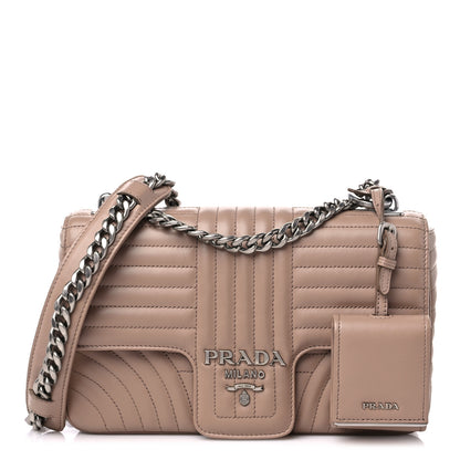 Prada Soft Calfskin Impunture Diagramme Medium Chain Flap Shoulder Bag Cipria 1 of 11