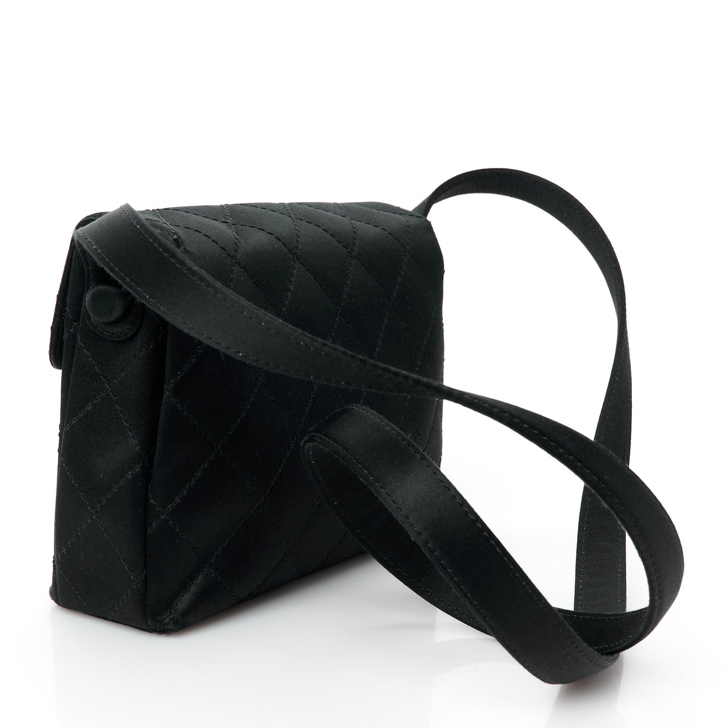 Chanel Satin Quilted Crystal CC Mini Square Flap Black 3 of 11