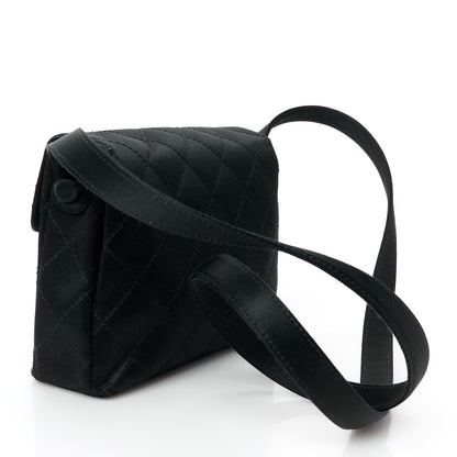 Chanel Satin Quilted Crystal CC Mini Square Flap Black 3 of 11