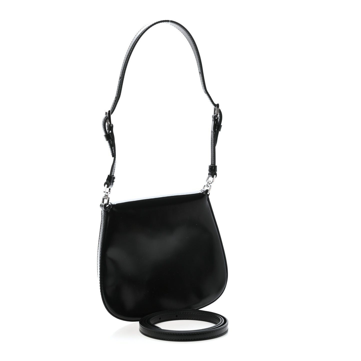 Spazzolato Mini Cleo Flap Adjustable Strap Shoulder Bag Black