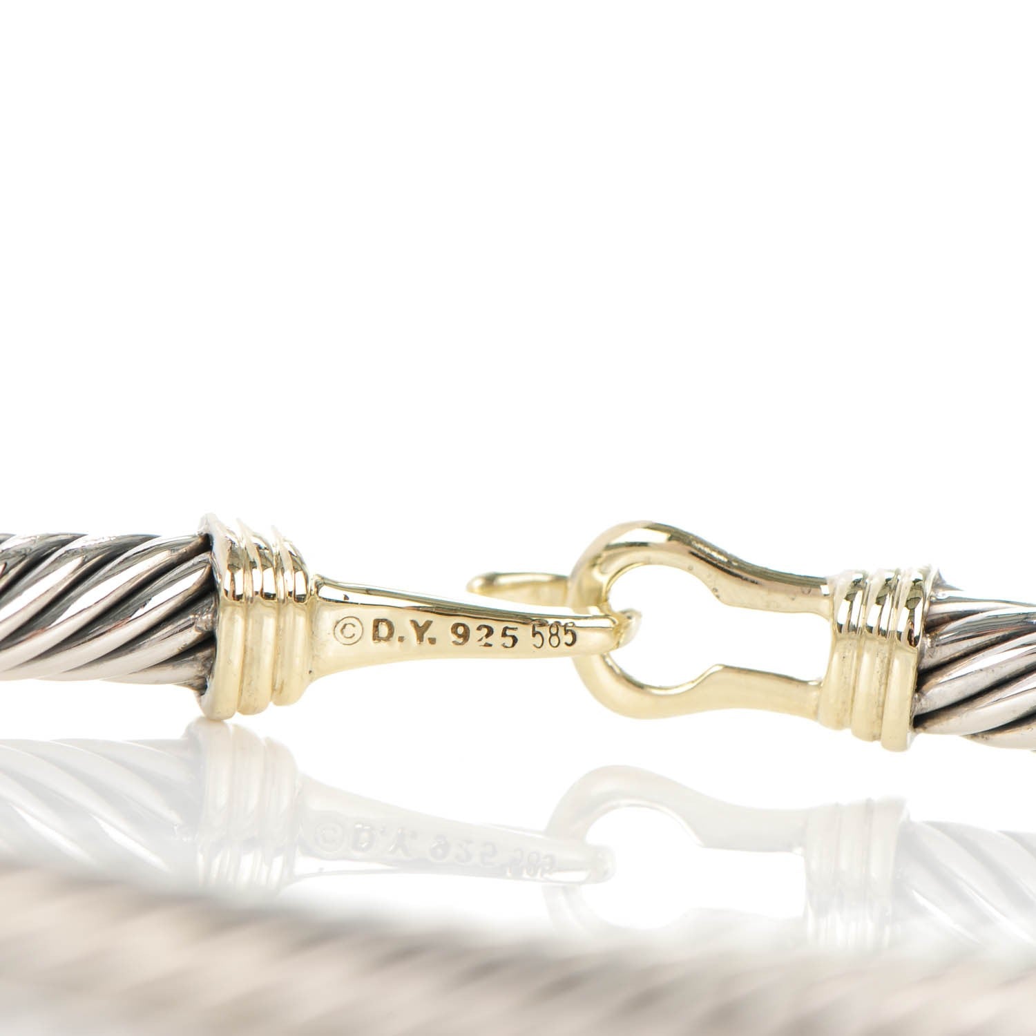 David Yurman Sterling Silver 14K Yellow Gold 5mm Cable Classic Buckle Bracelet 4 of 6